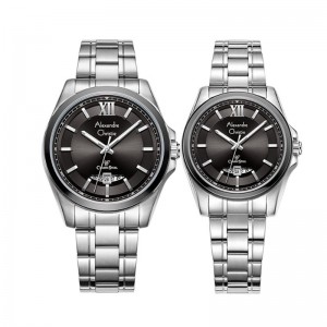 Alexandre Christie AC 8659 Silver Black Couple